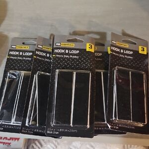 Black Hook & Loop Fasteners Set Of 6 Packs Of 3 Sets